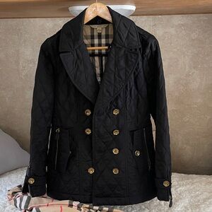 Burberry Black Quilted Blazer with Gold Buttons